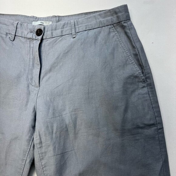 Gap Womens Straight Leg Pants Gray Mid Rise Pockets Linen Blend Twill 30 In 6 - Picture 4 of 11